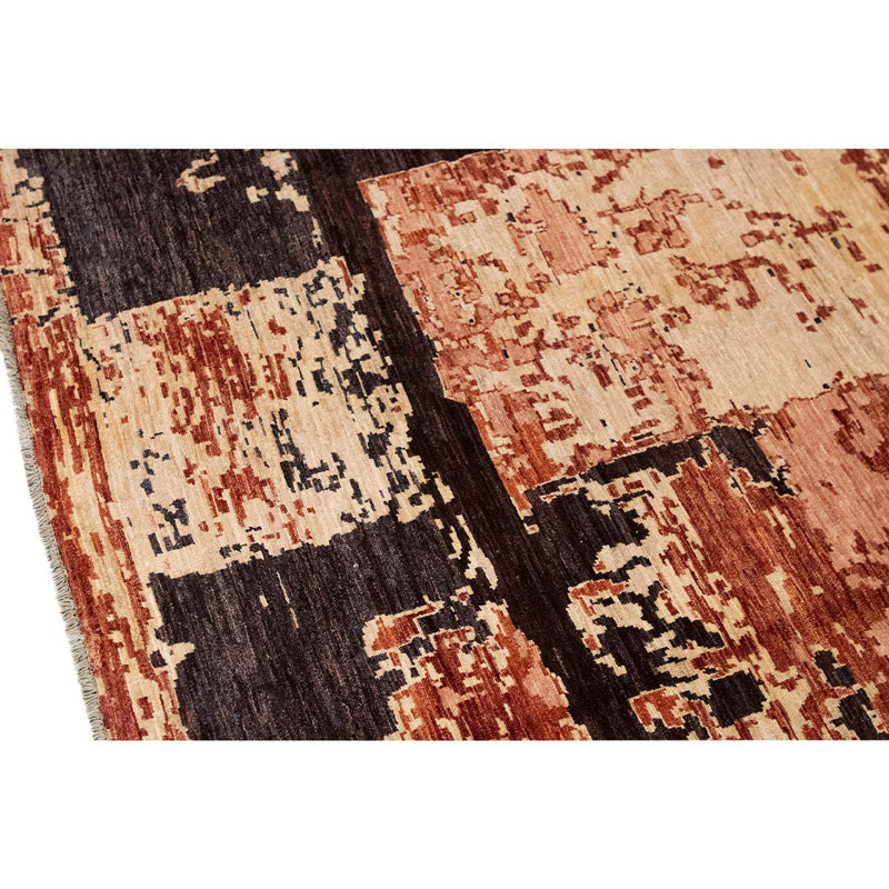 Wool Abstract Area Rug in Red