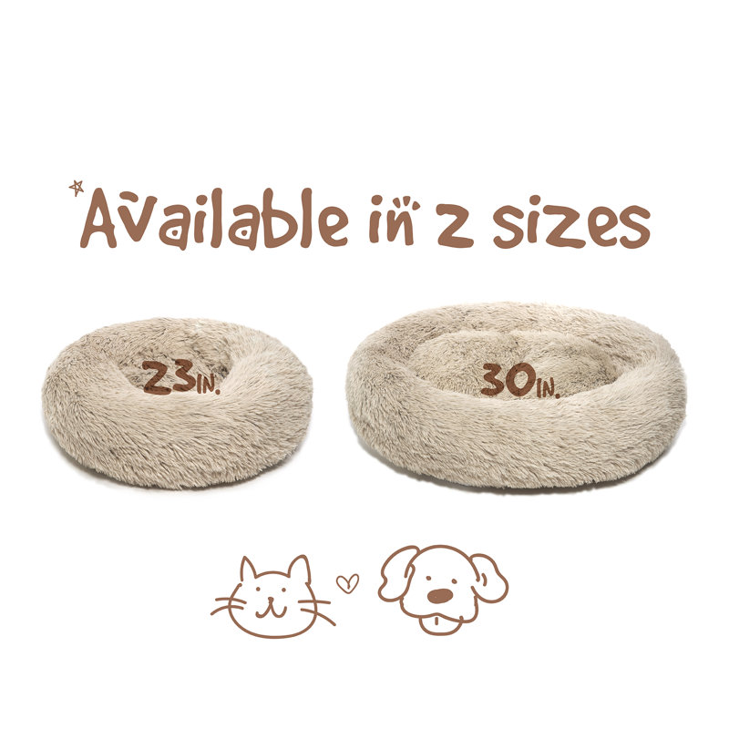 Cuddler intérieur rond en fausse fourrure Coco, Brun clair, Petit (l 23 po x P 23 po x H 6 po)