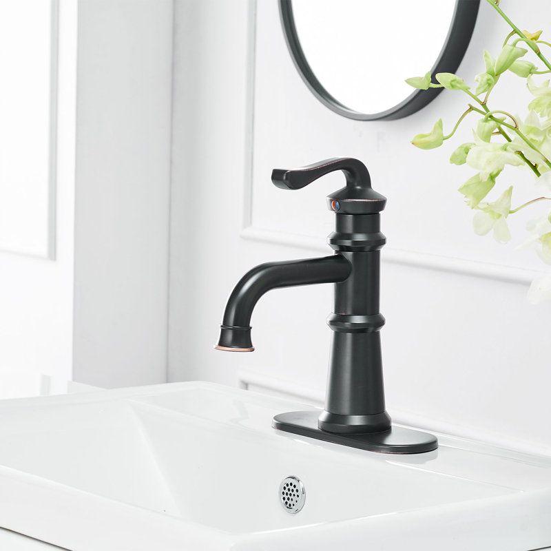 Centerset Single-handle Bathroom Faucet, Oil Rubber Bronze