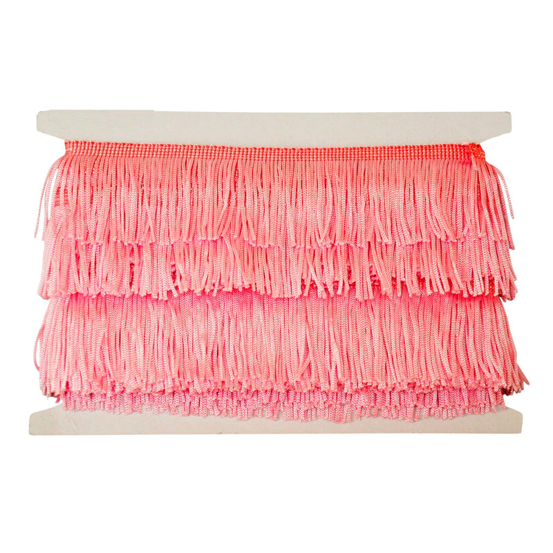 Polyester 2" Chainette Fringe Trim, Pink