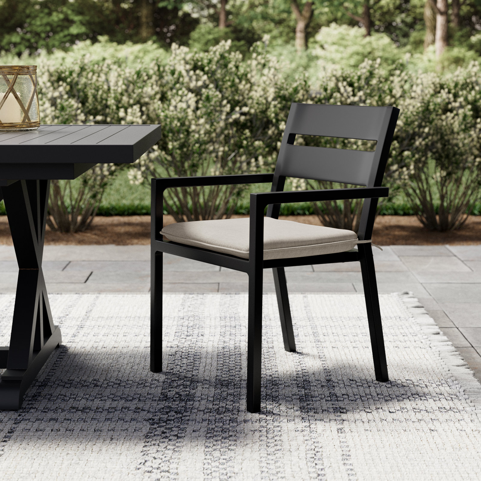 Vivant Stackable Sunbrella® Aluminum Patio Armchair, Cast Silver, Black