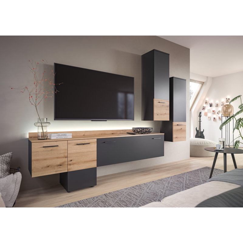 Tollstrup Unfinished Entertainment Center for TVs up to 88", 3 Pieces (1 TV stand, 2 shefl)