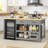 60"Solid Wood Kitchen Island with Storage and Power Outlets, Extra Large Solid Wood Tabletop with Fridge Space,  2 Drawers  for Kitchen Dining Room, Farmhouse Style-189876635
