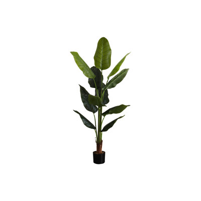 Décoration artificielle d'intérieur 59 po avec feuilles vertes en pot noir