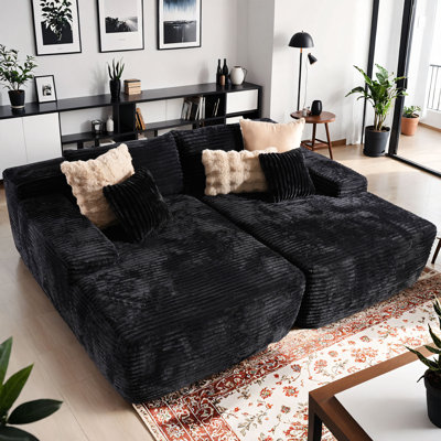 Cloudelle 2-Piece Compression Packed Corduroy Lounge Sectional with No Assembly Required