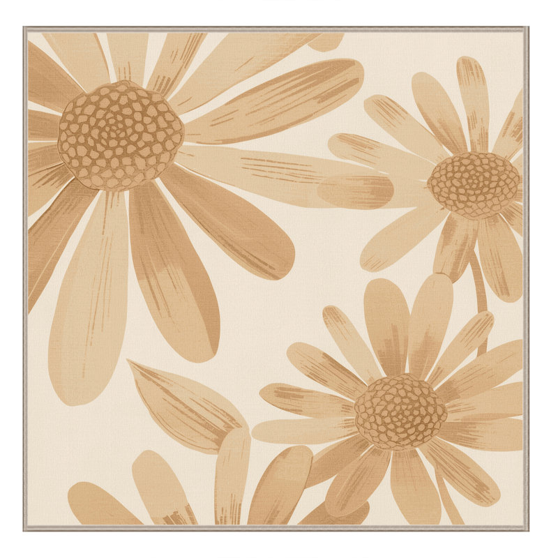 Tapis scandinave brun et beige lavable à la machine Ottwell Daisy, Carré 4 pi