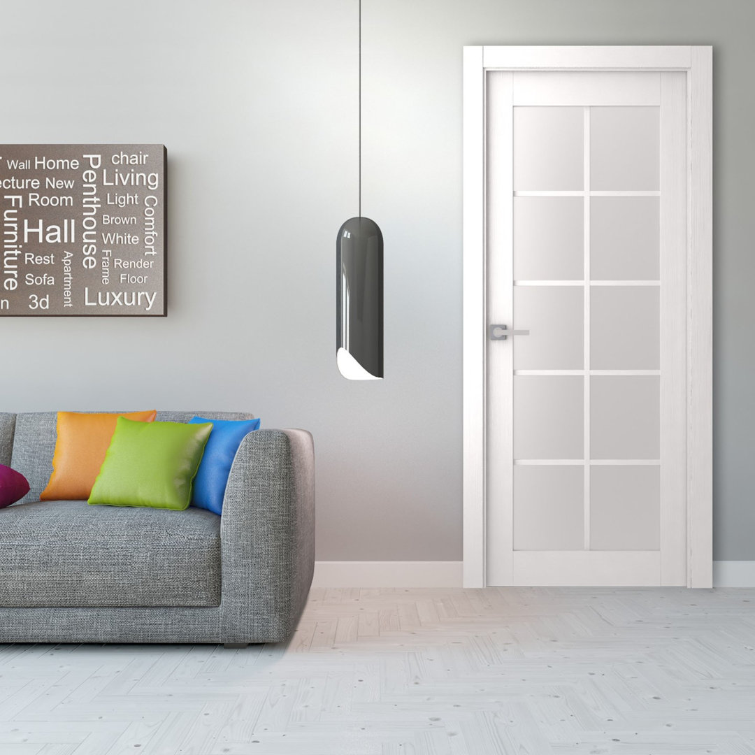 Smart Pro 10 Lite Paneled Manufactured Wood and Glass Prefinished Standard Door Slab Belldinni 