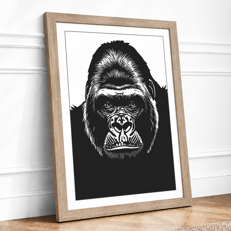Gorilla Confrontation Modern - Framed Print, A1 - 84.1 x 59.4 cm, Oak