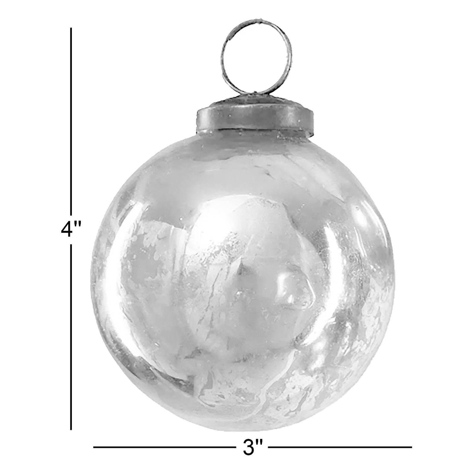 4'' Glass Animals Ball Ornament, Antique Platinum