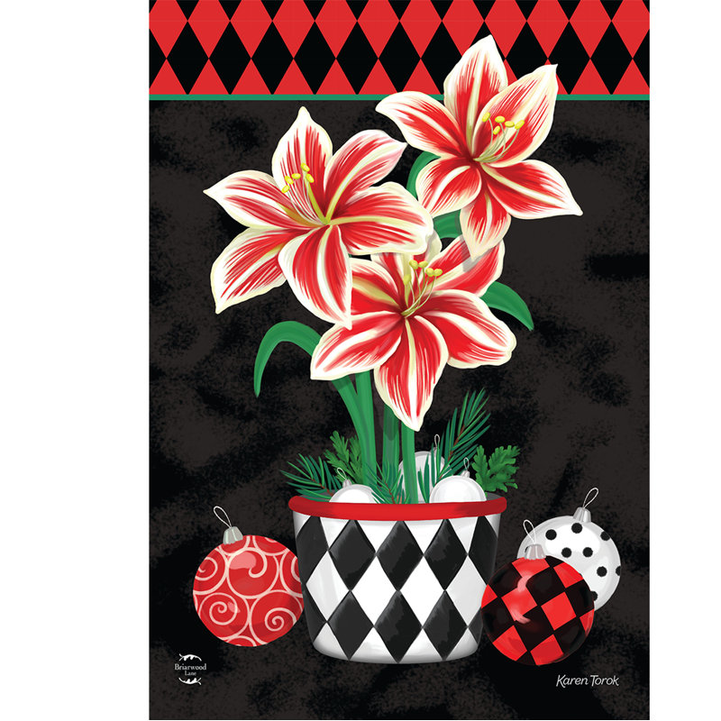Drapeau festif de Noël poinsettias 28 x 40