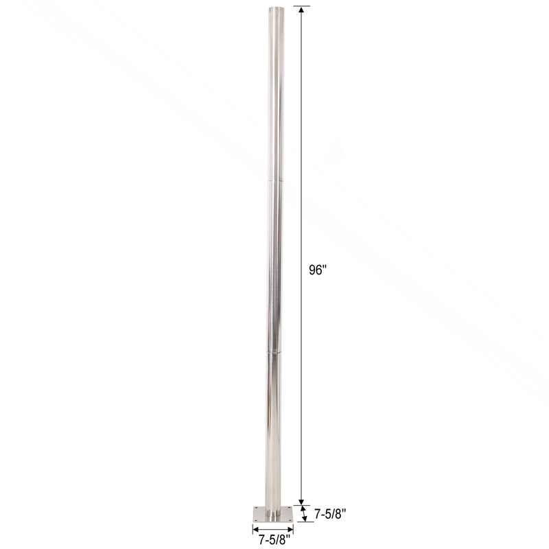 Auvent en acier inoxydable de 8 pi avec plaque de base pour jardin, patio et aire de jeux, 96" H x 7.6" W x 7.6" D