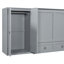 Grand lit escamotable avec port USB, grand tiroir et armoire / bureau - Lit armoire gris polyvalent