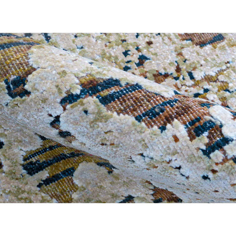 Tapis brun et beige noué à la main de haute qualité, Rectangle 2 pi x 3 pi