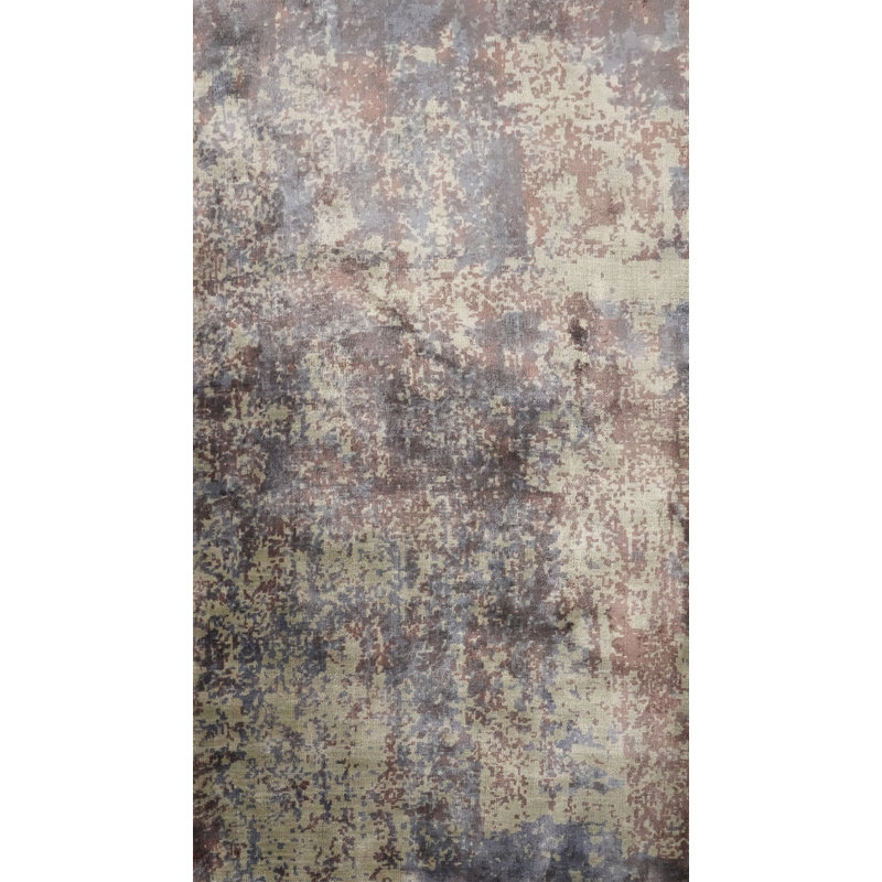 Tapis moderne abstrait 3 x 5 avec des tons de terre doux et une variété de motifs