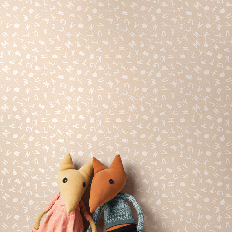 Hoopla Walls Alphabet Jumble Linen 10m Wallpaper