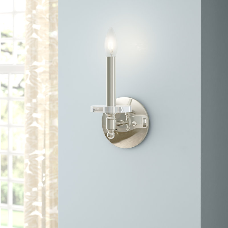 Christofer Candle Wall Light, Polished Nickel