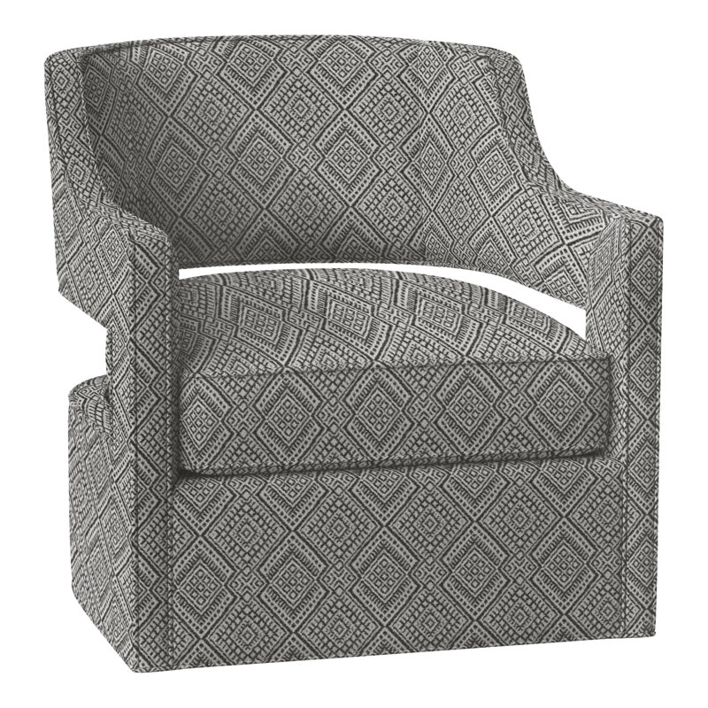 Phoebe Upholstered Swivel Armchair, Perigold Iguazu Noir