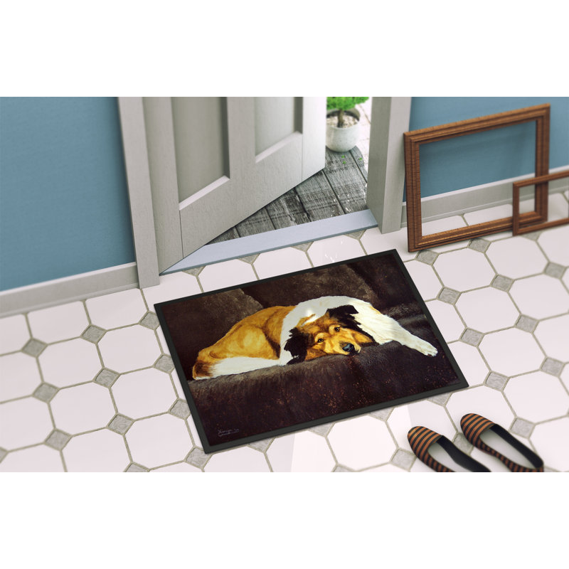Tapis de porte d’extérieur antidérapant collie, Rectangle 1 pi 6 po x 2 pi 3 po