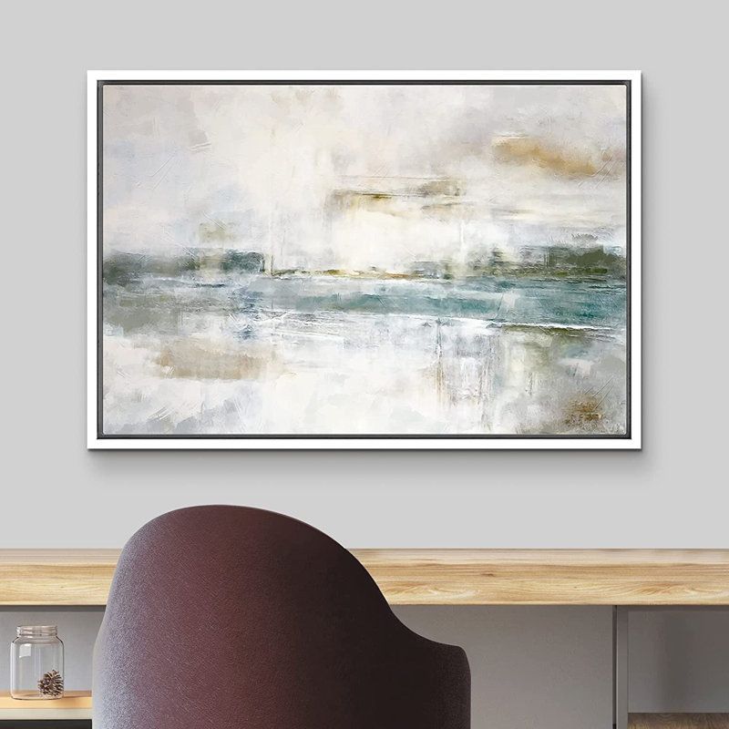 Teal and Gray Abstract Landscape Canvas Print, 16" x 24"
