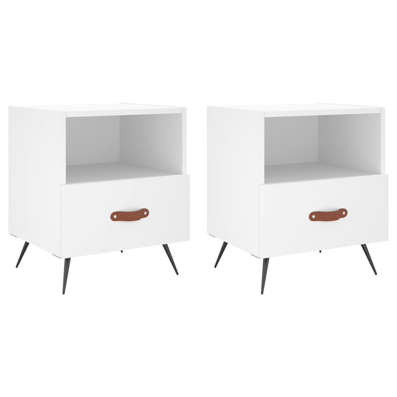 Capodanno 40cm W Manufactured Wood Bedside Table, White