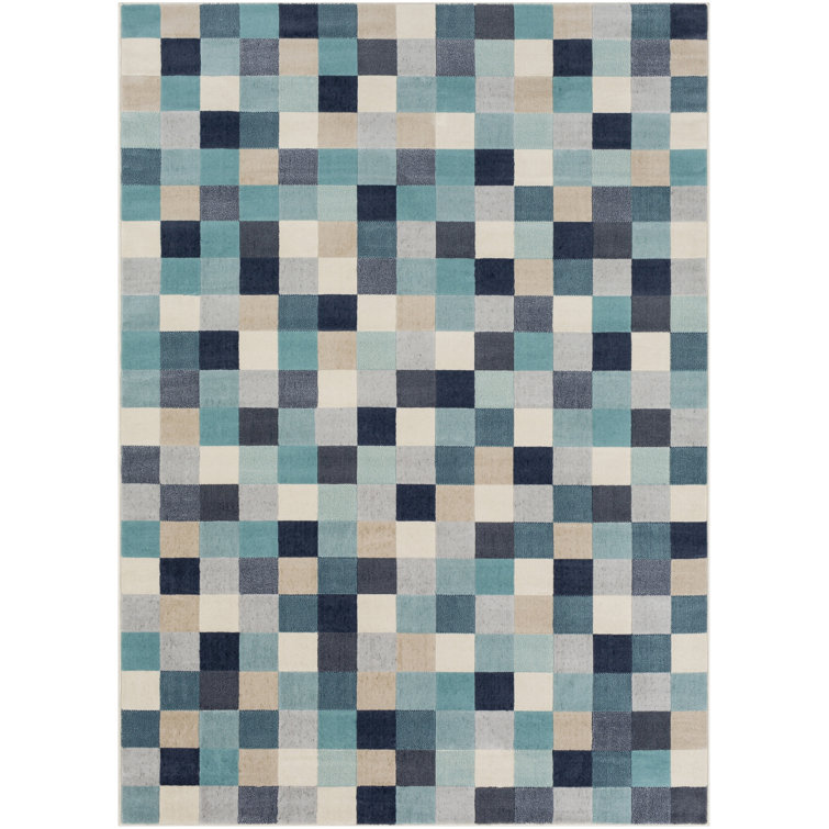 Tapis géométrique turquoise / beige Brighouse