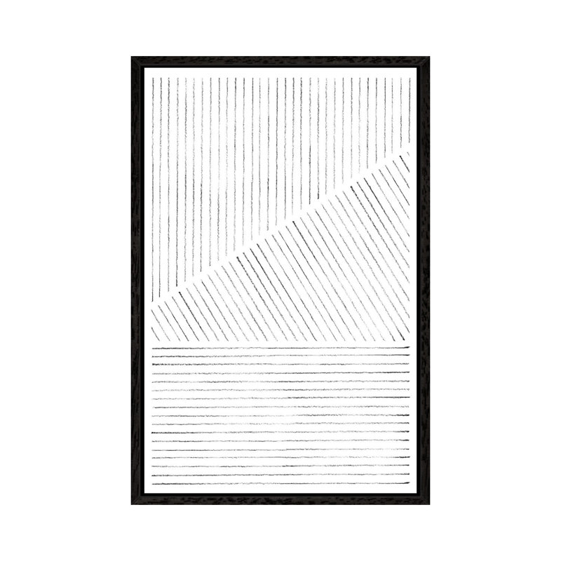Abstract Geometric Lines - Print on Canvas, 66.04cm H x 45.72cm W x 3.81cm D, Black Framed