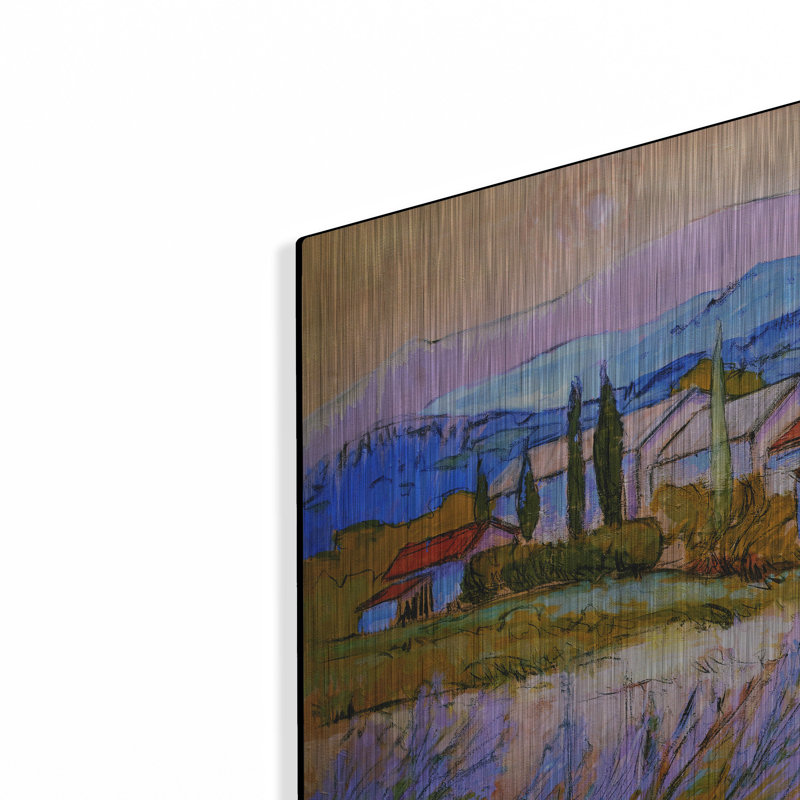  «Lavender Fields Provence 2» par Dorothy Fagan, art mural en métal, 16 po x 12 po