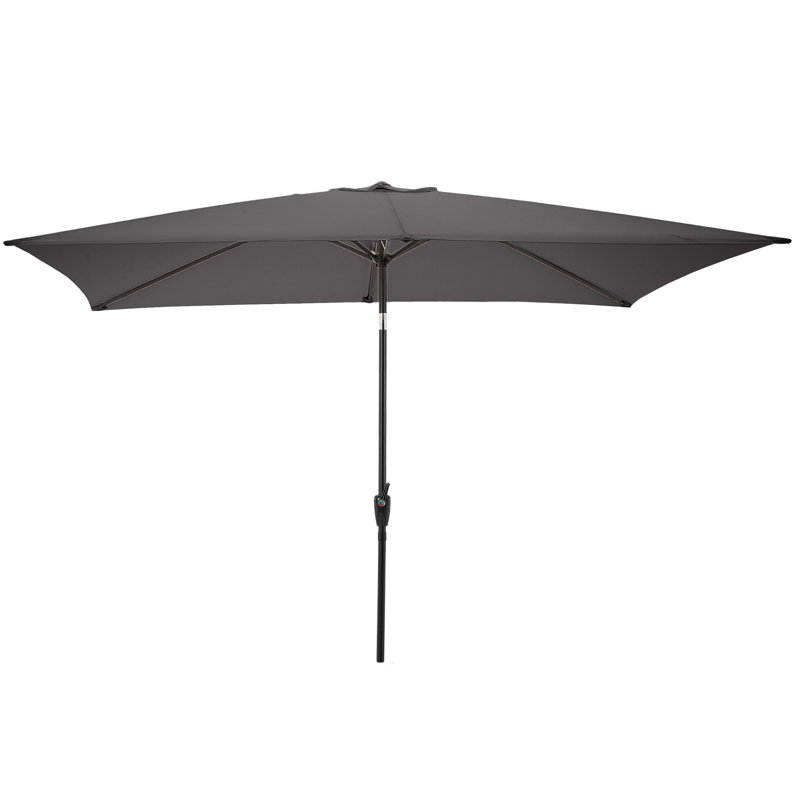 Parasol de patio rectangulaire - Parasol à manivelle 10 pi avec bouton-poussoir inclinable pour meubles d'extérieur, terrasse, jardin ou piscine par Pure Garden (Gris)