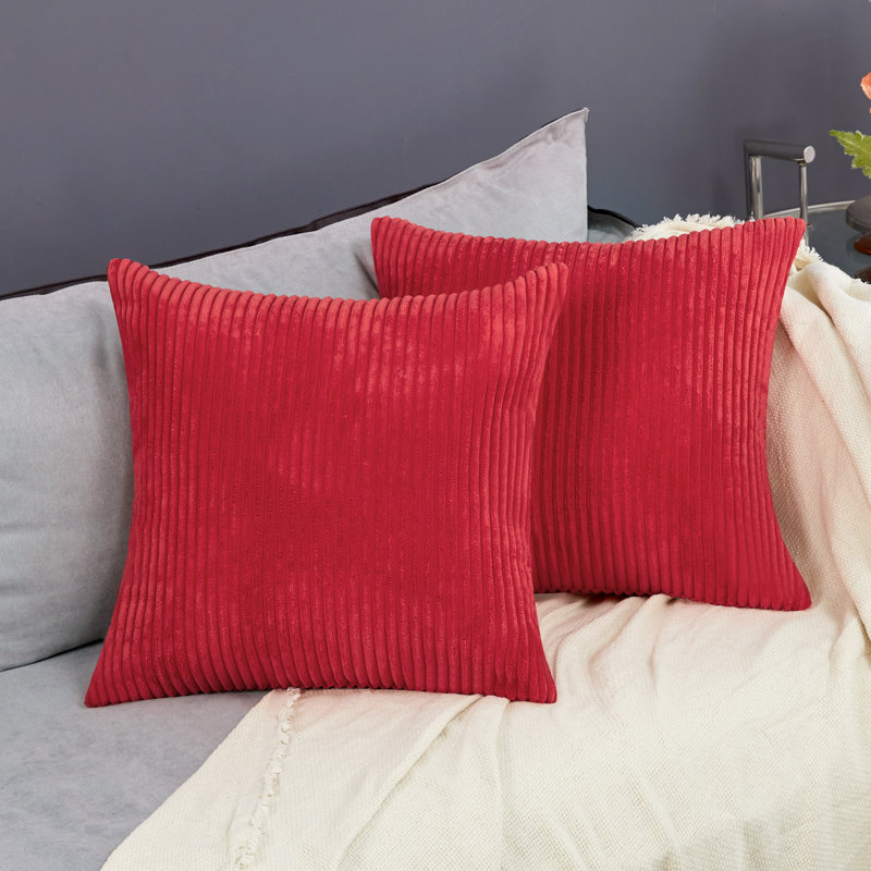 Khaki Corduroy 24" Euro Throw Pillow Covers, Set of 2