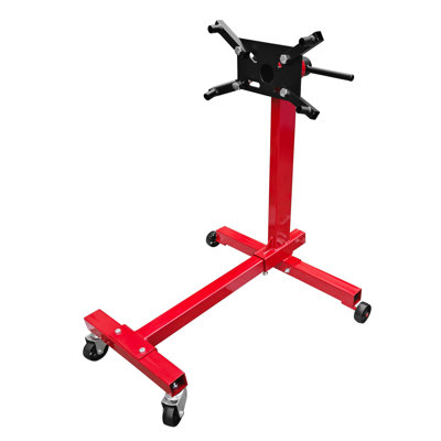 Support de moteur Capacité de 1000 lb (1/2 tonne), support de moteur rotatif à 360 degrés avec 4 roulettes, support de moteur de moto robuste avec cadre pliable pour la réparation automobile, l'entretien du véhicule, rouge