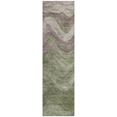 Elion Green Washable Indoor-Outdoor Rug - LOOMLAN