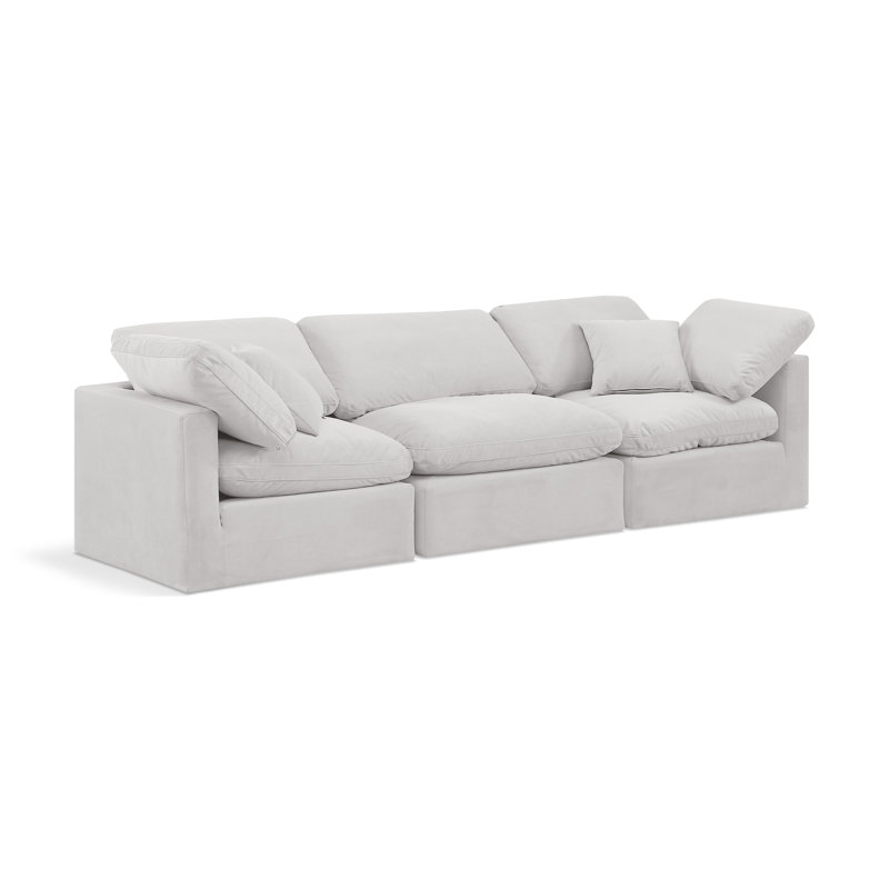 Itala 105'' Velvet Sofa, Cream Velvet