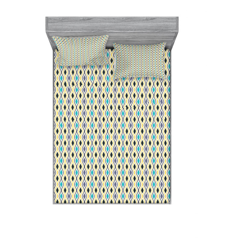 Ensemble de draps à lignes verticales, Ensemble de draps pour lit double avec un drap-hou