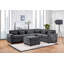 Canapé modulaire en chenille l 115 po gris Trey avec dossier réglable, ports de chargement, poches, capitonnage, repose-pieds avec rangement, coussins décoratifs