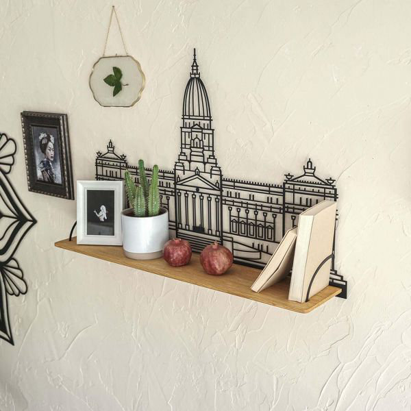 Tablette en bois en métal - Tablette flottante en fer pour mur - Support de rangement décoratif pour livres, plantes et décoration intérieure