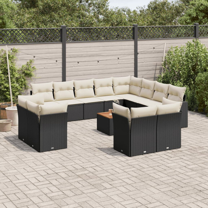Vidaxl Garden Sofa Set Black, Cream White