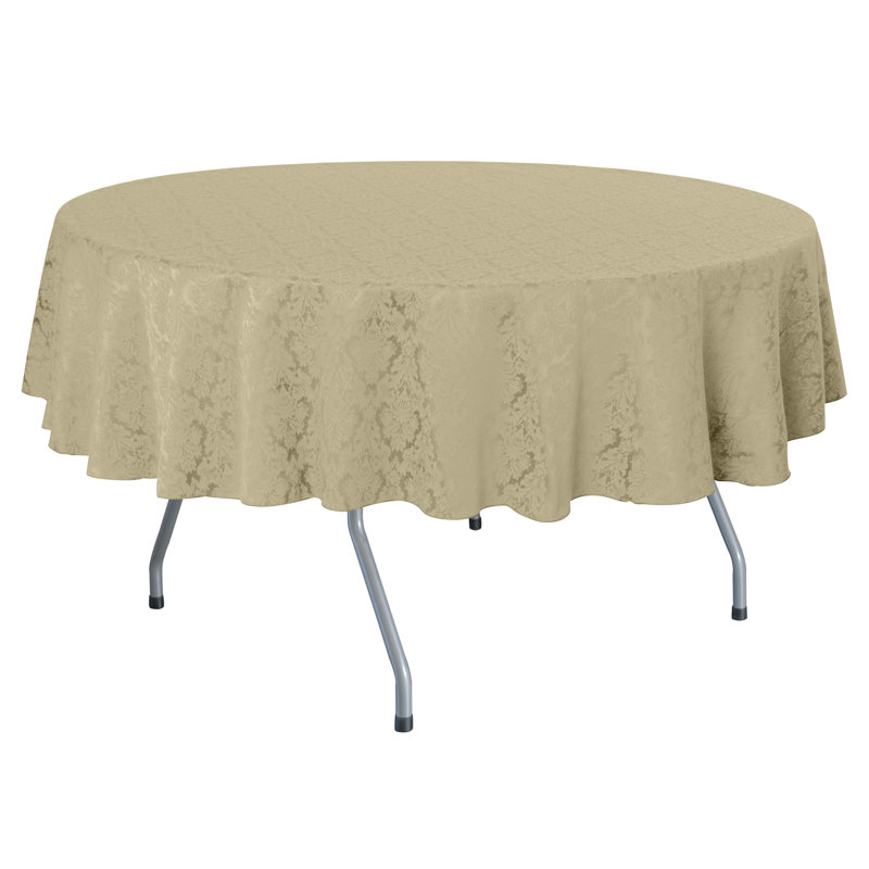 Emmyrose Saxony Damask Tablecloth - Jacquard Weave Emblem Crest Design, Cafe, 84" Round, 5
