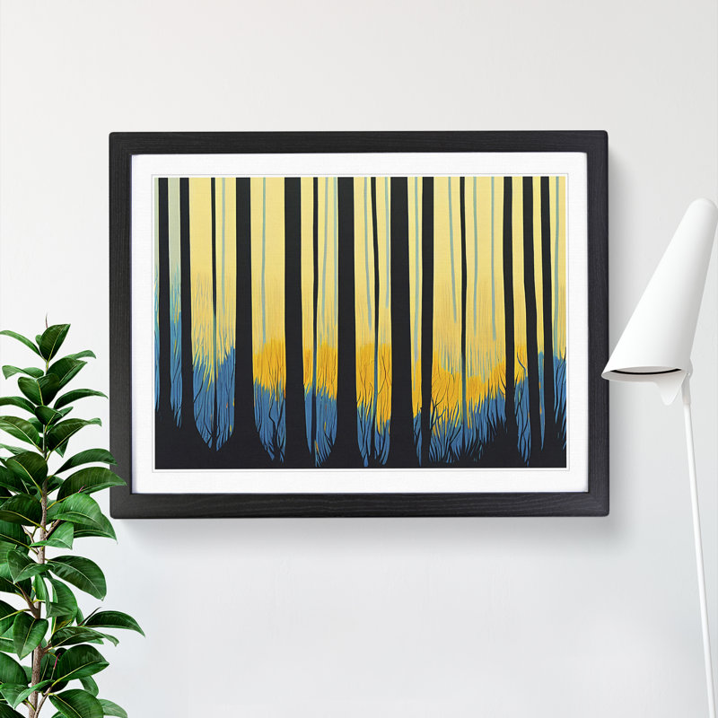 Artistic Abstract Forest - Single Picture Frame Print, Black Framed, 25cm H x 34cm W x 2cm D
