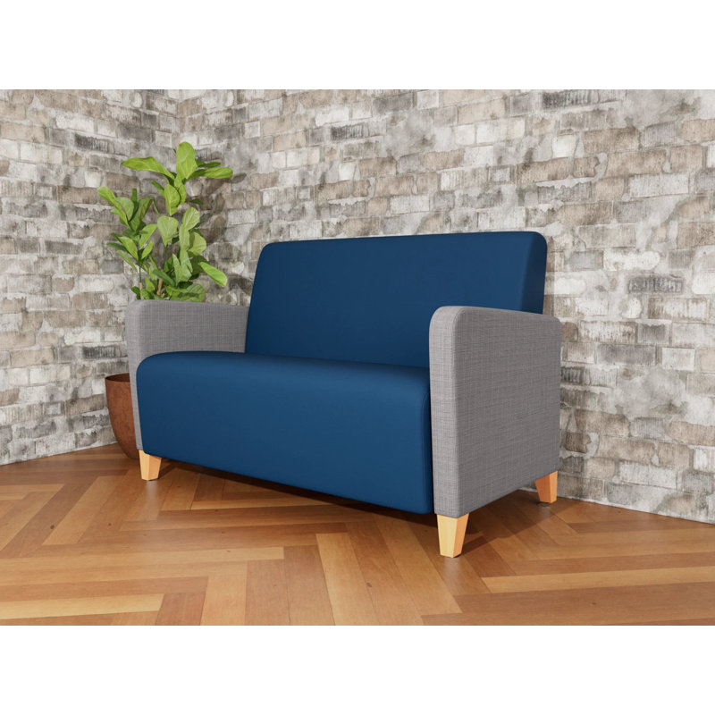 Causeuse de réception Ravenna, Chambray gris / Patriot Plus Blue Ridge, Bois naturel