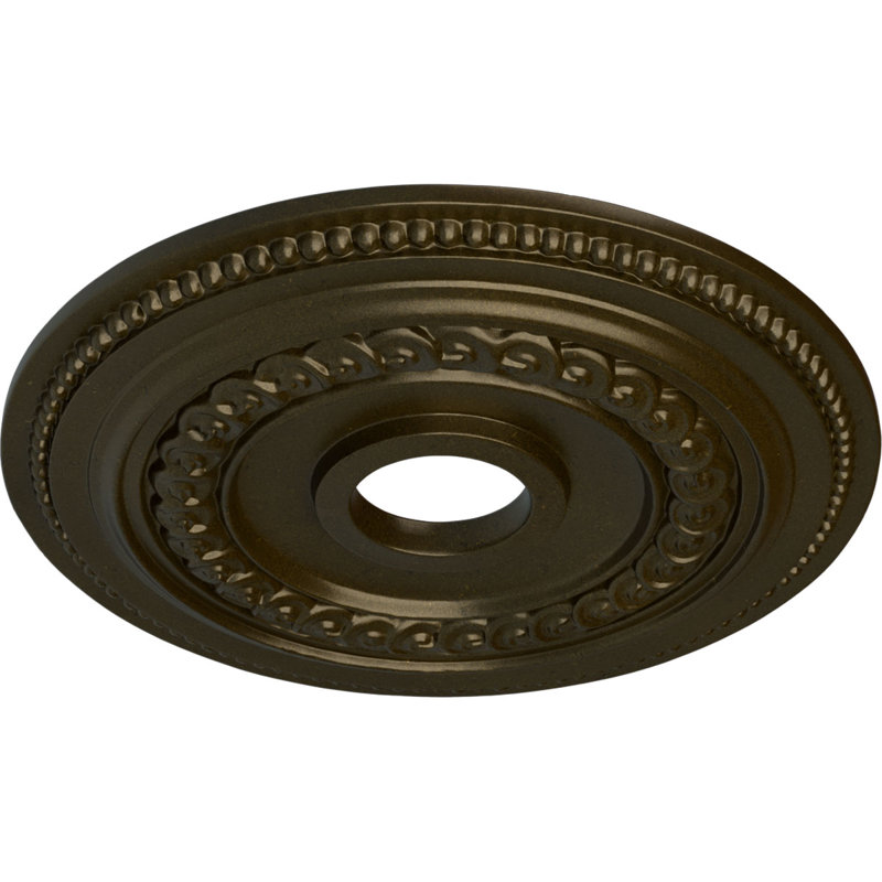 Médaillon de plafond Endurathane Crawley, l 18 po x H 18 po x P 3 1/4 po x P 1 1/2 po (convient aux auvents jusqu'à 6 3/4 po), fini cuivre peint à la main
