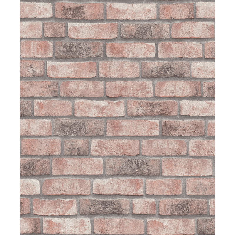 Bricks and More Collection Brick Weathered Effect Wallpaper Roll, Beige