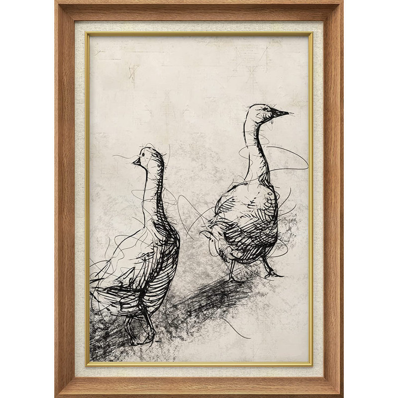 «Goose Bird Duo Portrait Animals Wilderness», peinture sur toile à cadre unique, Naturel