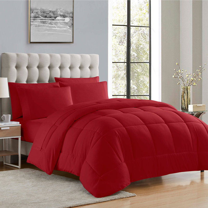Ensemble d'édredon et de draps de couleur unie toutes saisons pour lit dans un sac 5 pièces / 7 pièces par Sweet Home Collection