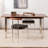 Retro Nut-Brwon Rectangular Solid Wood Steel Dining Table