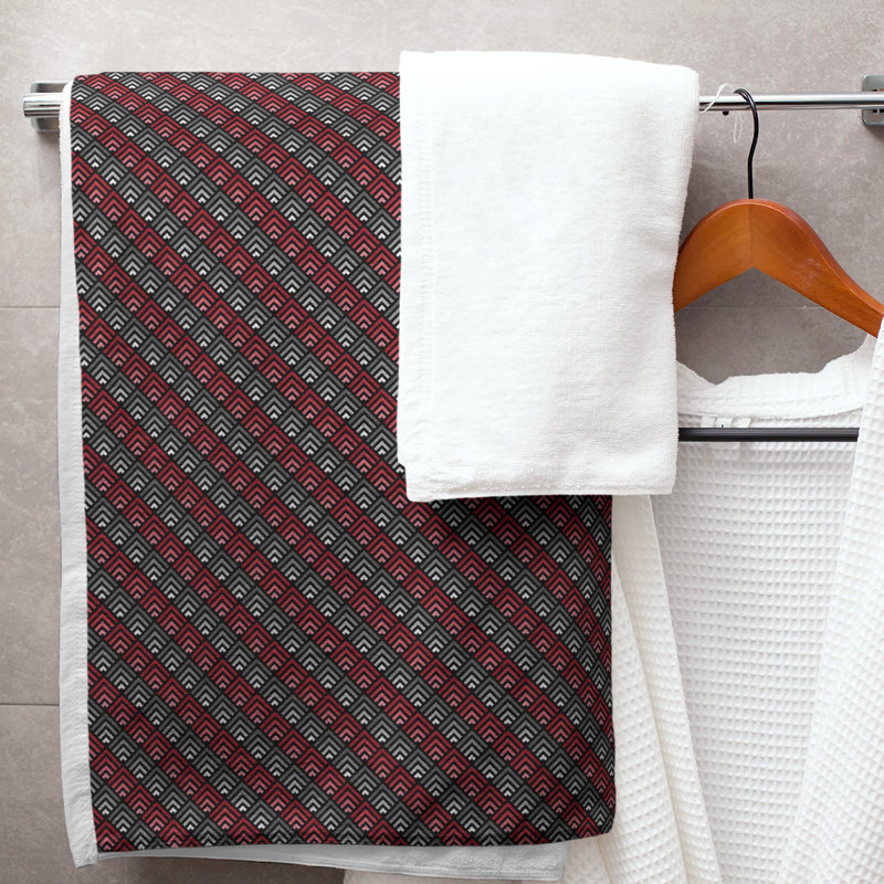 Serviette de bain géométrique katelyn elizabeth, Rouge / Noir