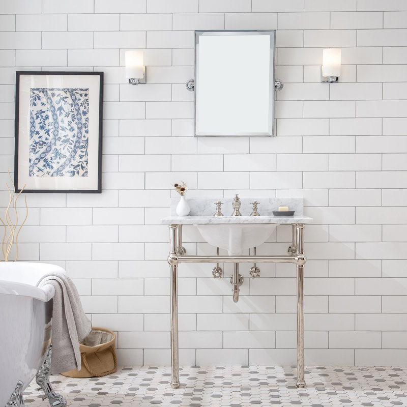 Ensemble de meuble-lavabo mural simple 30 "avec miroir Copeland, Nickel poli, Cascade