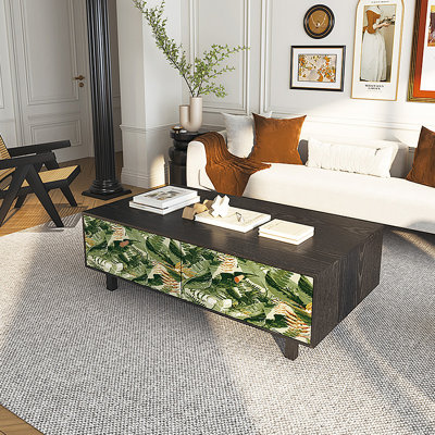 Table basse avec rangement peint français rétro