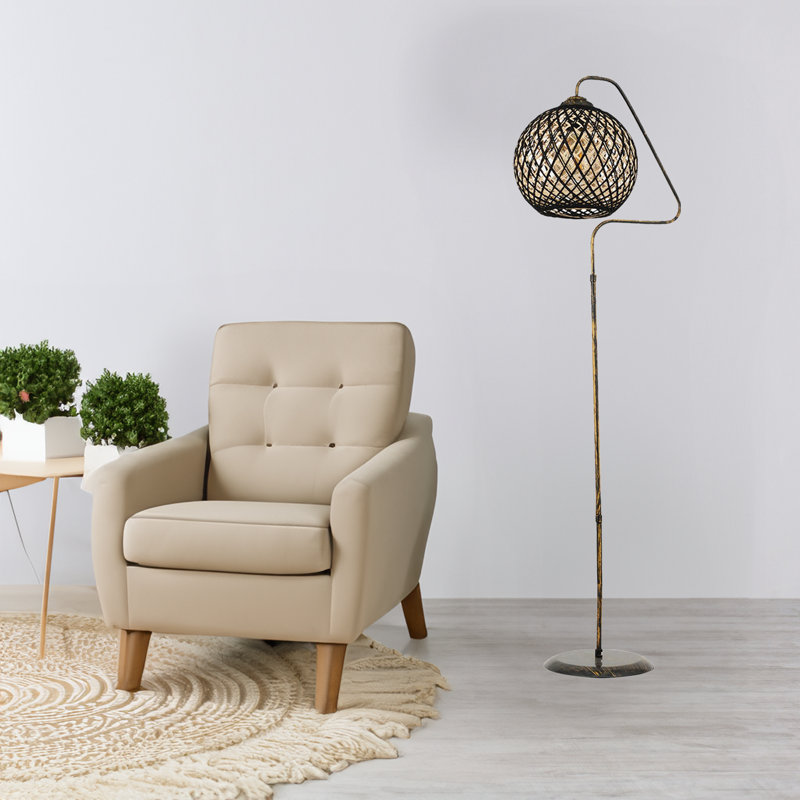 Anberlyn 60.63'' Arched Floor Lamp, Black, Black