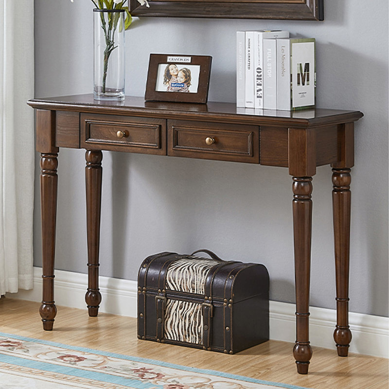 Solid Wood Rectangular Console Table, 29.92" H x 35.43" W x 13.78" D, Walnut