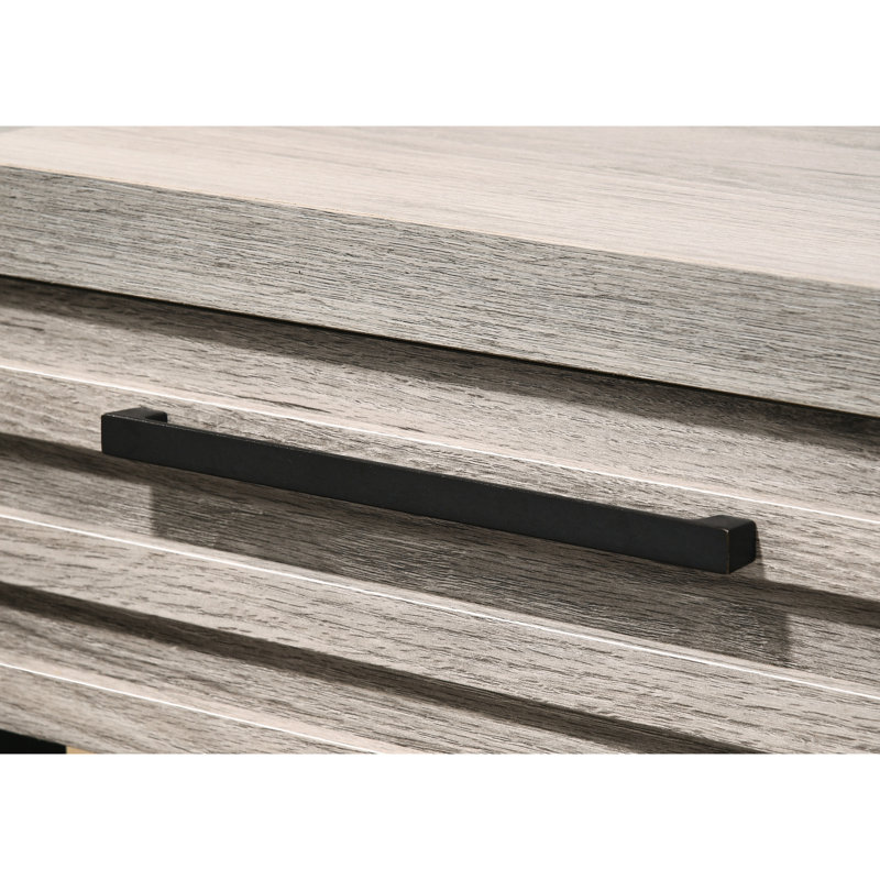 Table de chevet grise - Pied en métal, fabriqué à l'anglaise, rangement avec tiroir de support.